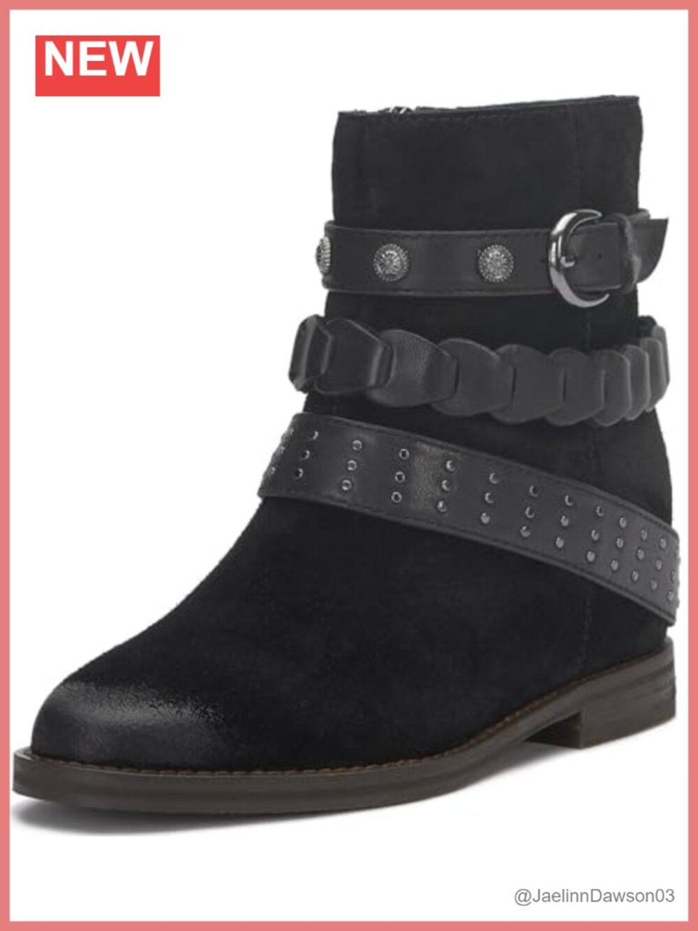 Suede Ankle Bootie with Almond Toe and Block Heel